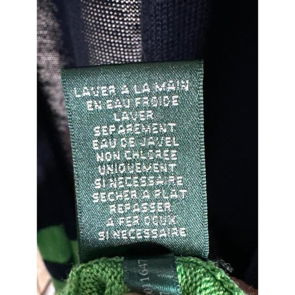 Lauren Ralph Lauren sz 1X linenblend navy/green pockets long line open cardigan - Picture 5 of 6